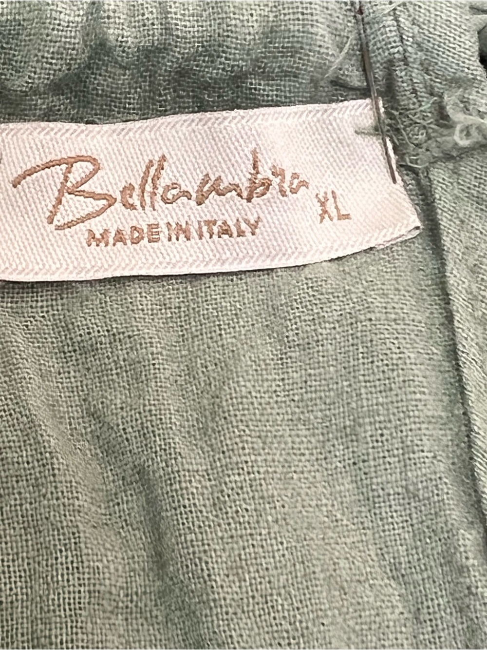Bella Umbra Sage Green Linen Cotton Tiered Dress Women’s Size XL Italy - Picture 6 of 8